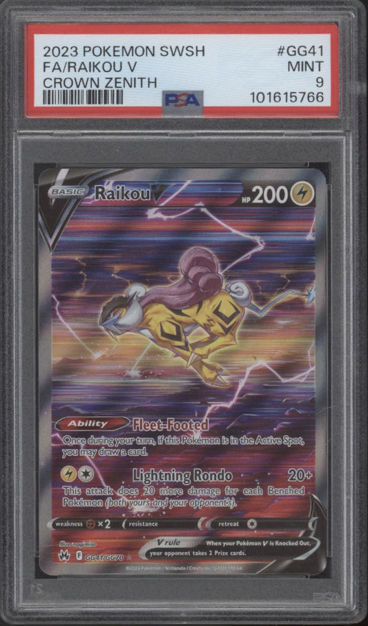 Raikou Pokemon Crown Zenith Full Art #GG41 PSA 9