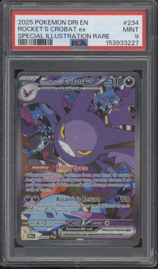 Rocket's Crobat ex Pokemon Destined Rivals Special Illustration Rare #234 PSA 9