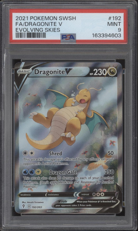 Dragonite V Pokemon Evolving Skies Full Art #192 PSA 9