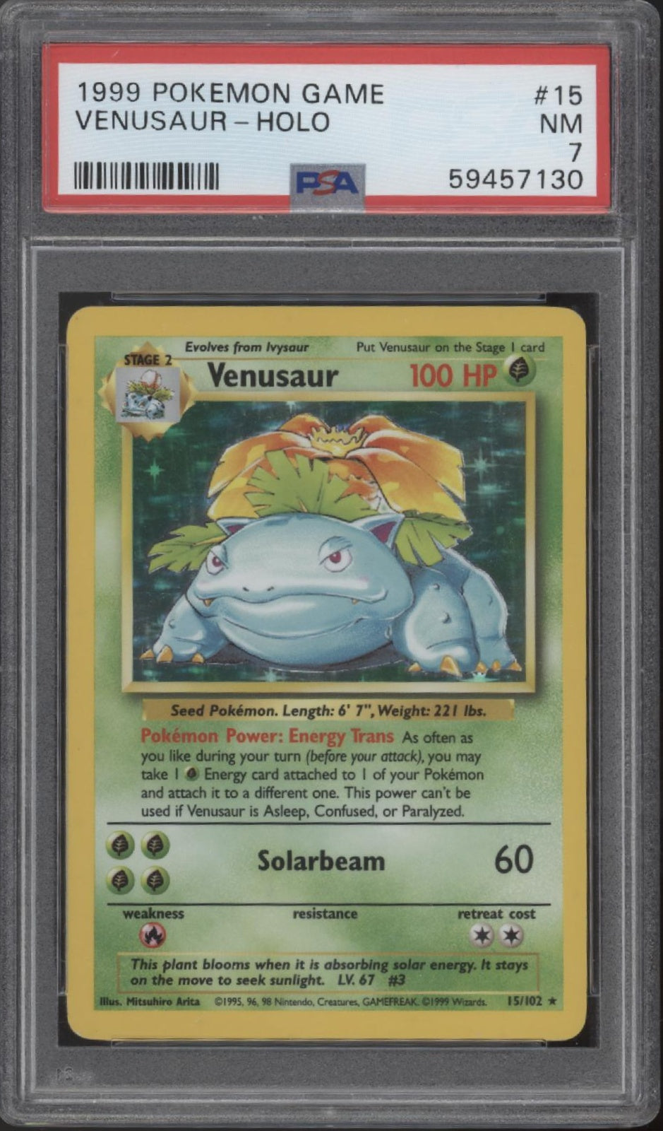Venusaur Pokemon Base Set Holo #15 PSA 7 #2