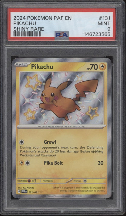 Pikachu Pokemon Paldean Fates Shiny Rare #131 PSA 9