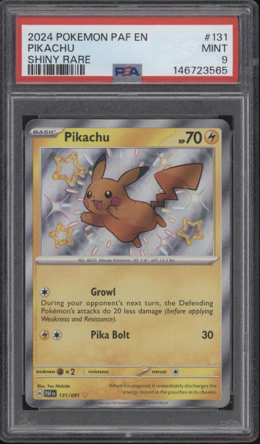 Pikachu Pokemon Paldean Fates Shiny Rare #131 PSA 9