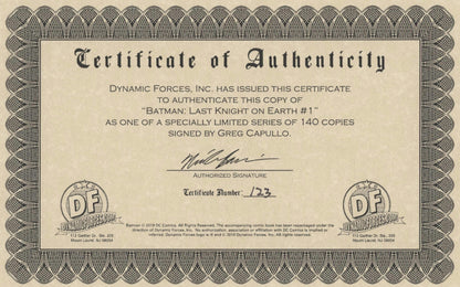 Batman Last Knight on Earth (2019 DC) #1 Signed with DF COA (Black Ink)