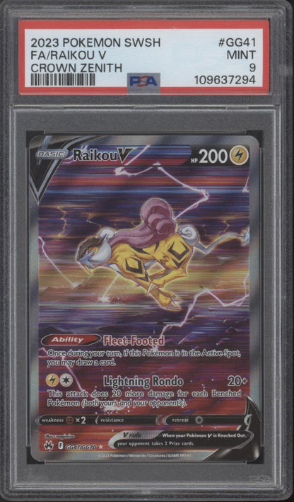 Raikou Pokemon Crown Zenith Full Art #GG41 PSA 9