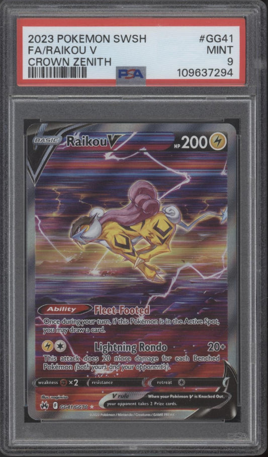 Raikou Pokemon Crown Zenith Full Art #GG41 PSA 9