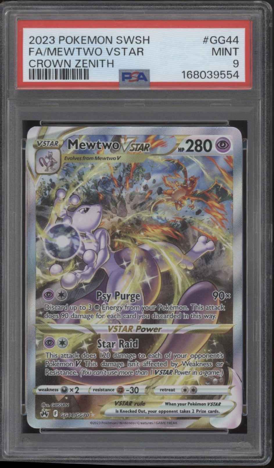 Mewtwo VSTAR Pokemon Crown Zenith Full Art #GG44 PSA 9