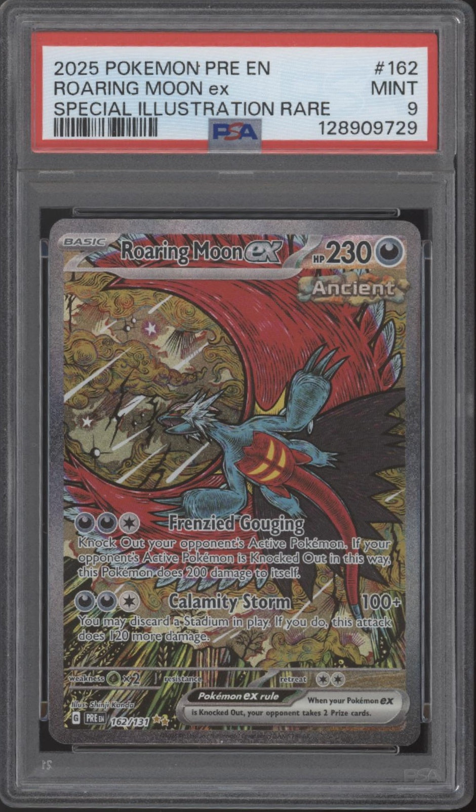 Roaring Moon ex Pokemon Prismatic Evolutions Special Illustration Rare 162 PSA 9