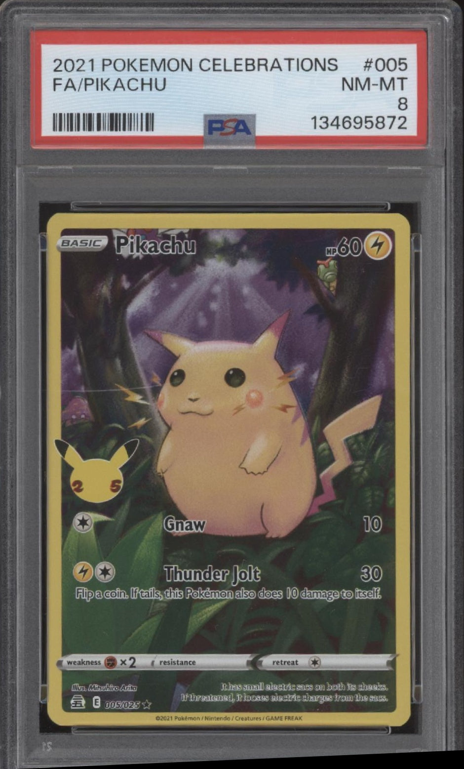 Pikachu Pokemon Celebrations Full Art #005 PSA 8