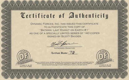 Batman Last Knight on Earth (2019 DC) #1 Signed with DF COA (Silver Ink)