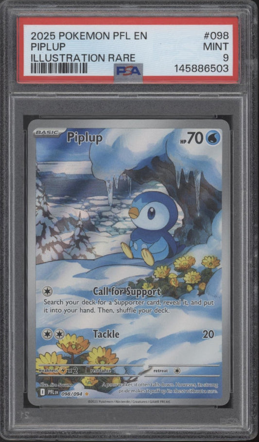 Piplup Pokemon Phantasmal Flames Illustration Rare #098 PSA 9