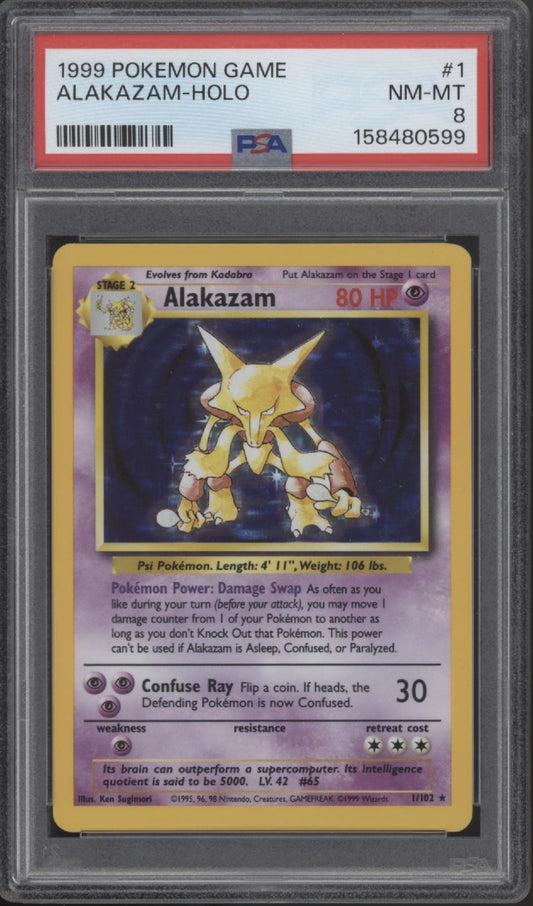 Alakazam Pokemon Base Set Holo #1 PSA 8