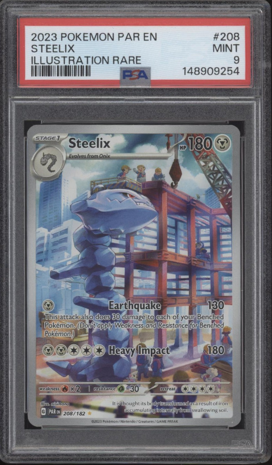 Steelix Pokemon Paradox Rift Illustration Rare #208 PSA 9