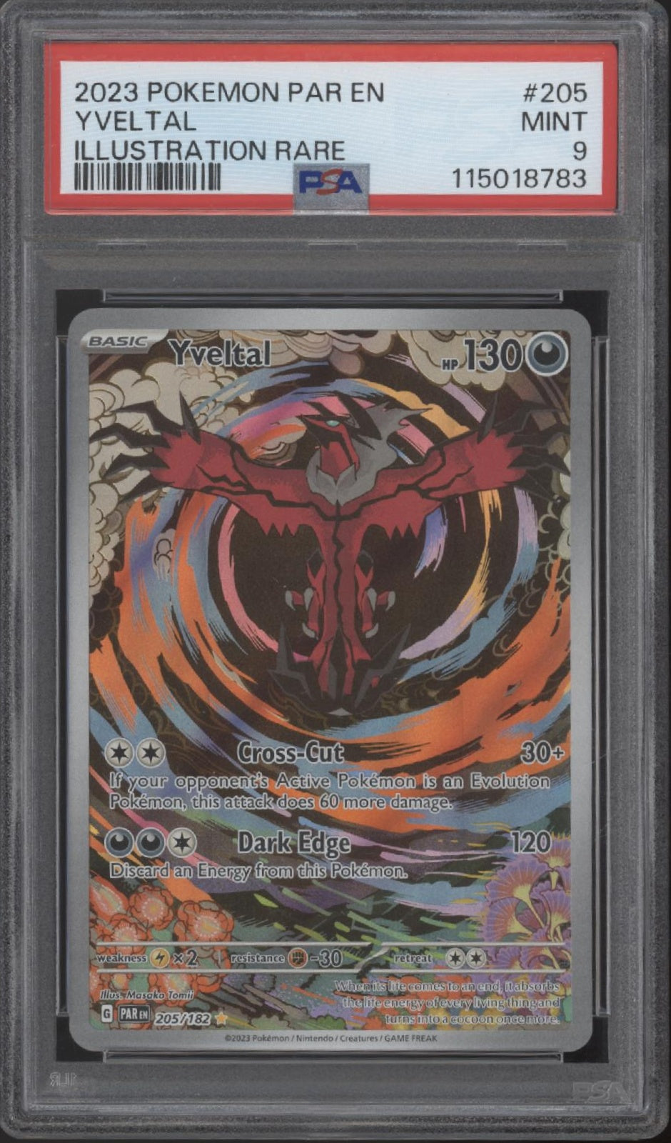 Yveltal Pokemon Paradox Rift Illustration Rare #205 PSA 9
