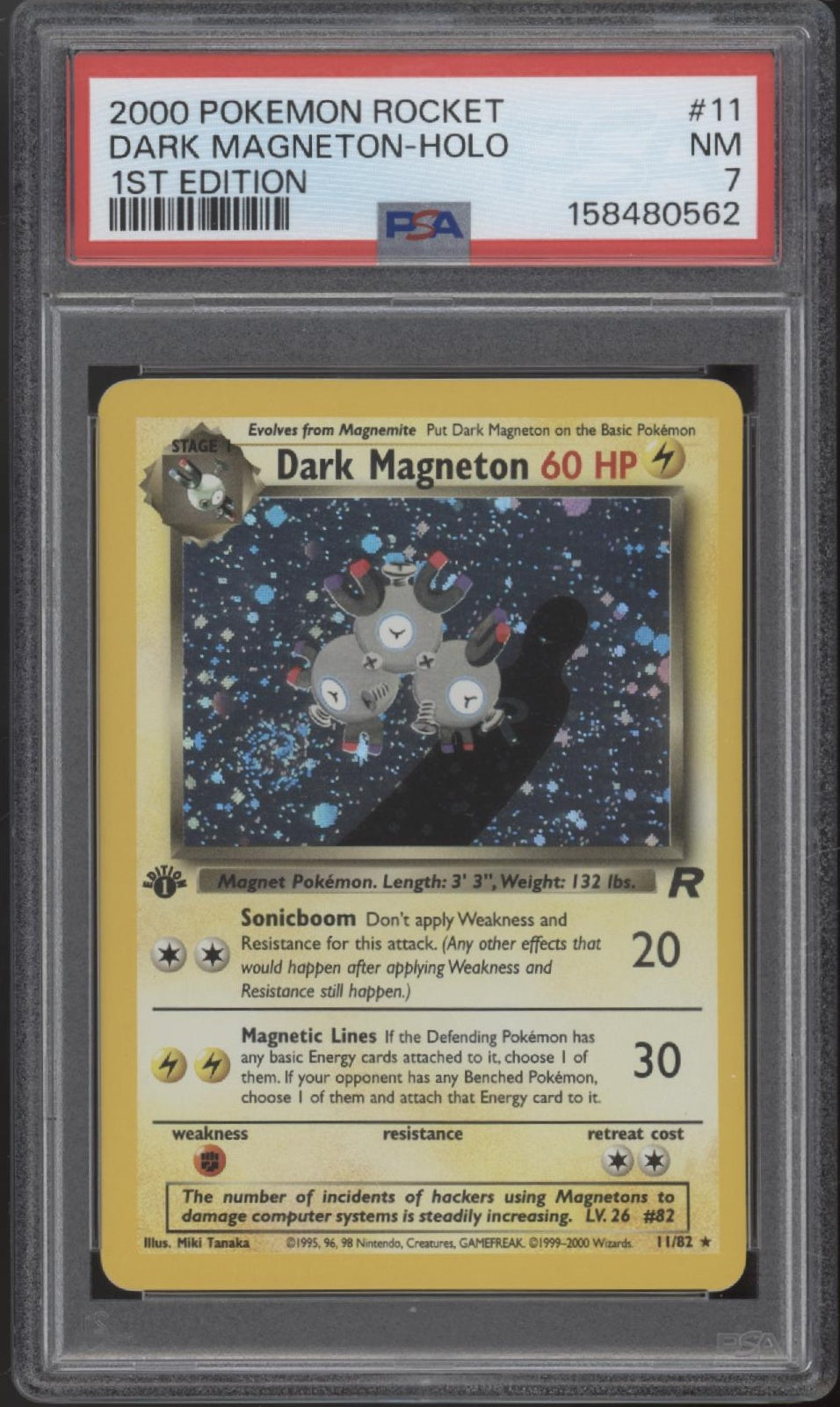 Dark Magneton Pokemon Team Rocket Holo 1st Edition #11 PSA 7