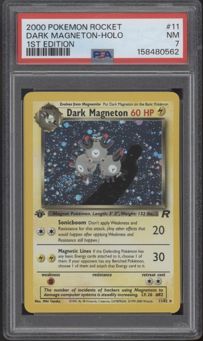 Dark Magneton Pokemon Team Rocket Holo 1st Edition #11 PSA 7
