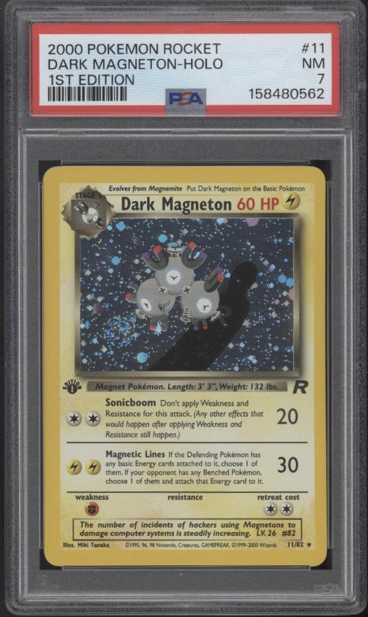 Dark Magneton Pokemon Team Rocket Holo 1st Edition #11 PSA 7