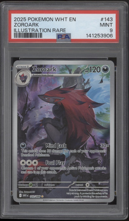 Zoroark Pokemon White Flare Illustration Rare #143 PSA 9