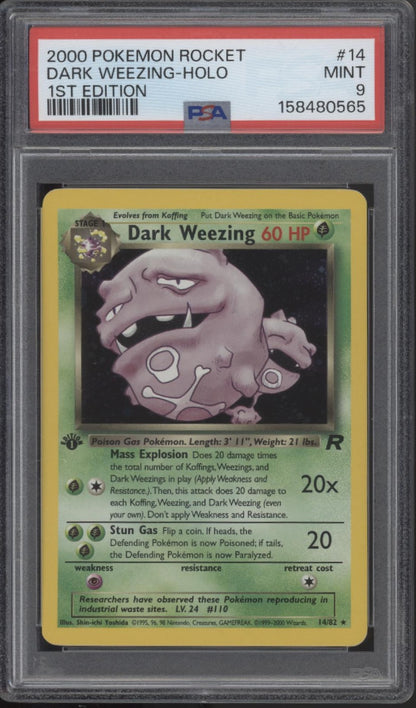 Dark Weezing Pokemon Team Rocket Holo 1st Edition #14 PSA 9