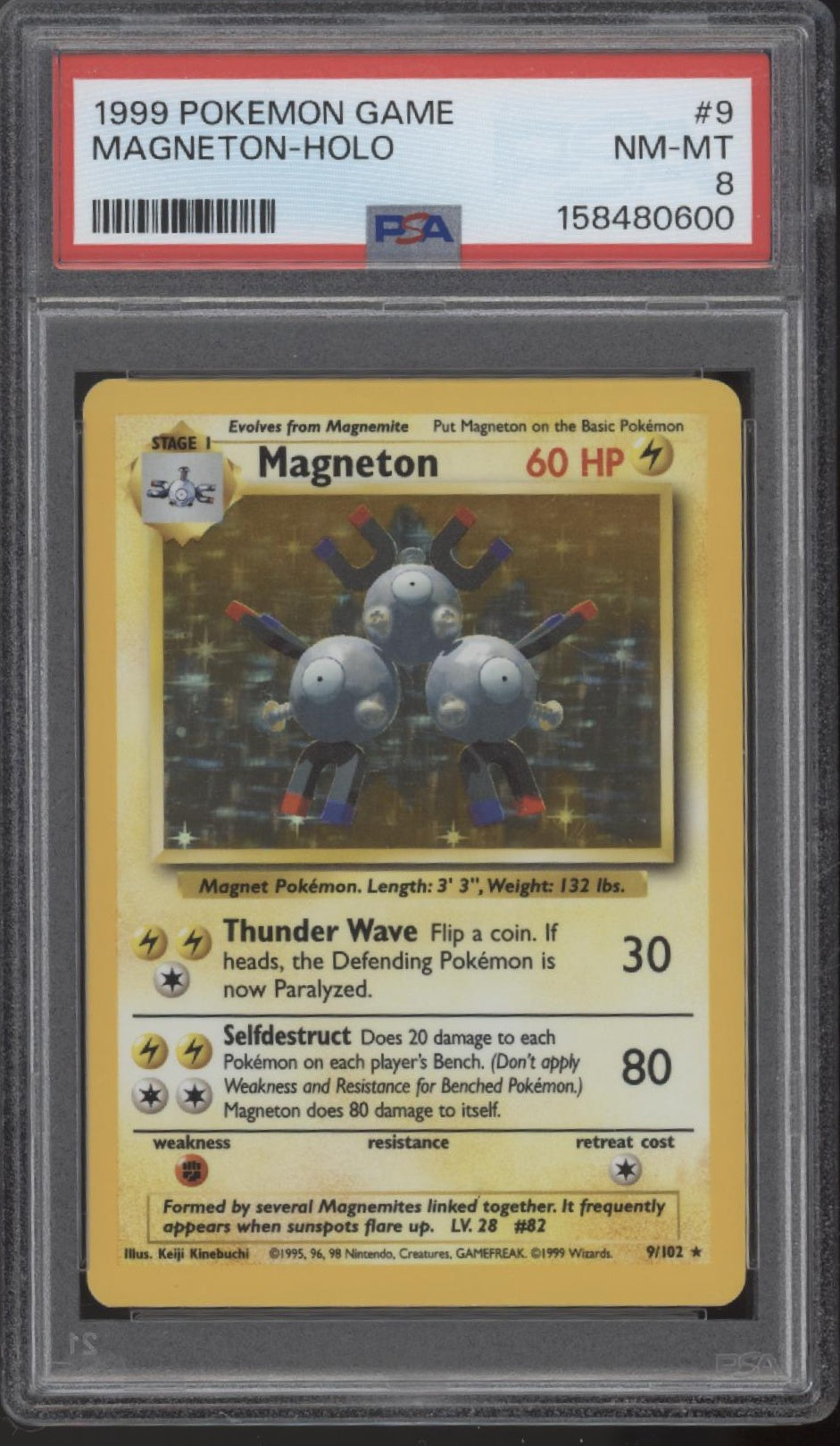 Magneton Pokemon Base Set Holo #9 PSA 8