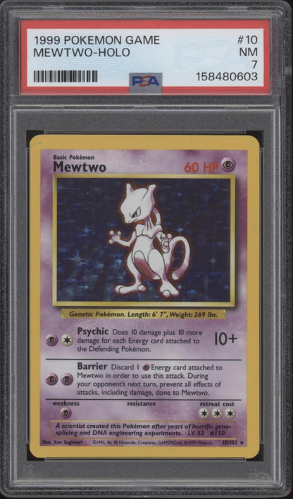 Mewtwo Pokemon Base Set Holo #10 PSA 7