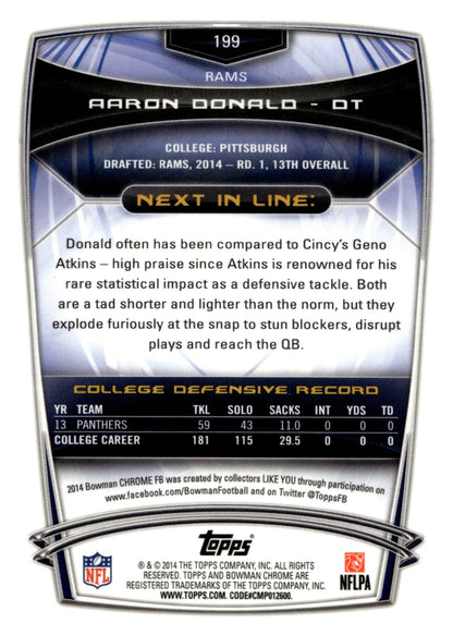 Aaron Donald 2014 Bowman Chrome RC #199 - Collector Store LLC