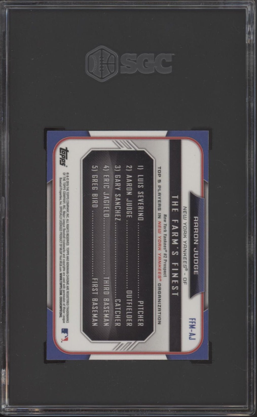 Aaron Judge 2015 Bowman Chrome Farm's Finest Mini #FFM - AJ SGC 10 - Collector Store LLC