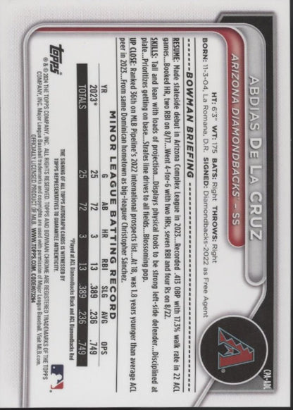 Abdias De La Cruz 2024 Bowman Chrome Auto CPA - ADL - Collector Store LLC