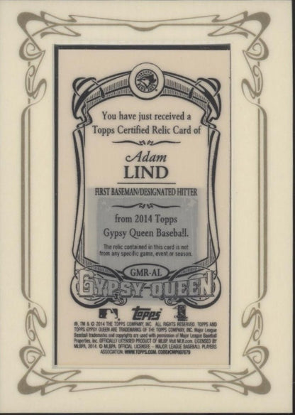 Adam Lind 2014 Topps Gypsy Queen Mini Framed Swatch #GMR - AL - Collector Store LLC
