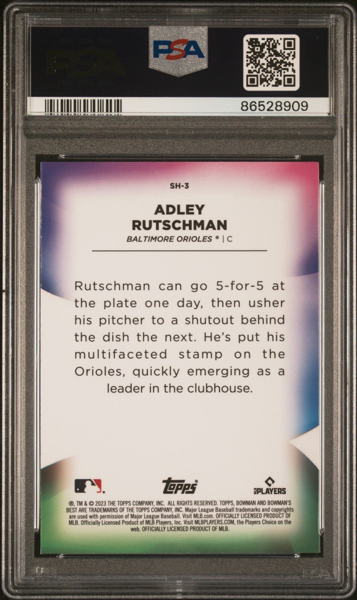 Adley Rutschman 2023 Bowman's Best Shellacked RC #SH - 3 PSA 9 - Collector Store LLC