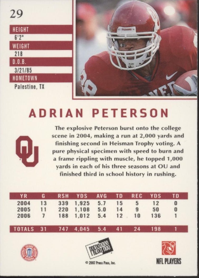 Adrian Peterson 2007 Press Pass RC #29 - Collector Store LLC