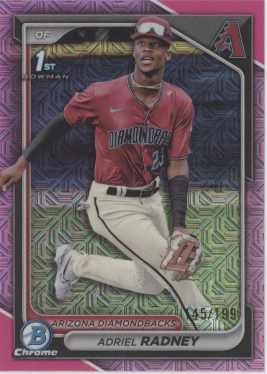 Adriel Radney 2024 Bowman Chrome Purple Mojo Refractor 145/199 #BCP - 191 - Collector Store LLC