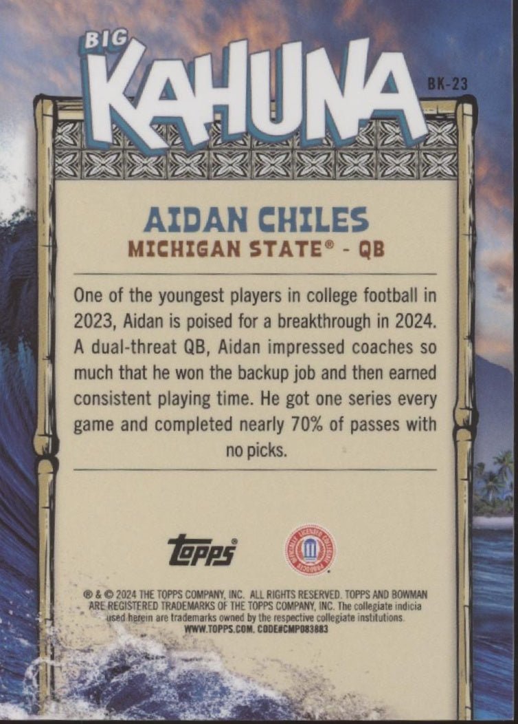 Aidan Chiles 2024 Bowman Chrome University Big Kahuna Refractor #BK - 23 - Collector Store LLC