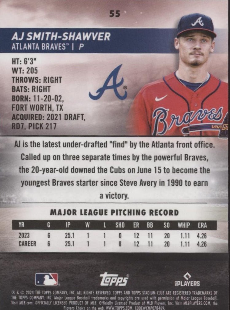 AJ Smith - Shawver 2024 Topps Stadium Club Chrome Orange Refractor RC 02/99 - Collector Store LLC