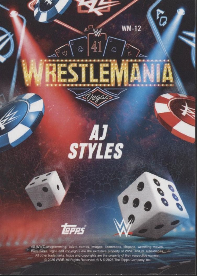 AJ Styles 2025 Topps Wrestlemania WM - 12 - Collector Store LLC