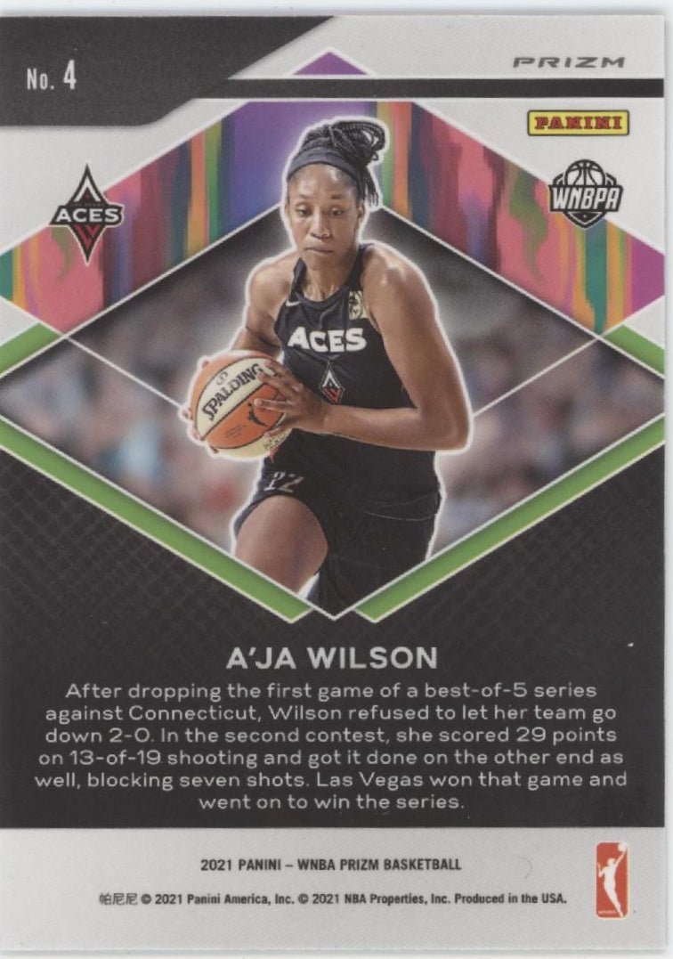 A'Ja Wilson 2021 Panini WNBA Prizm Fearless Prizm #4 - Collector Store LLC