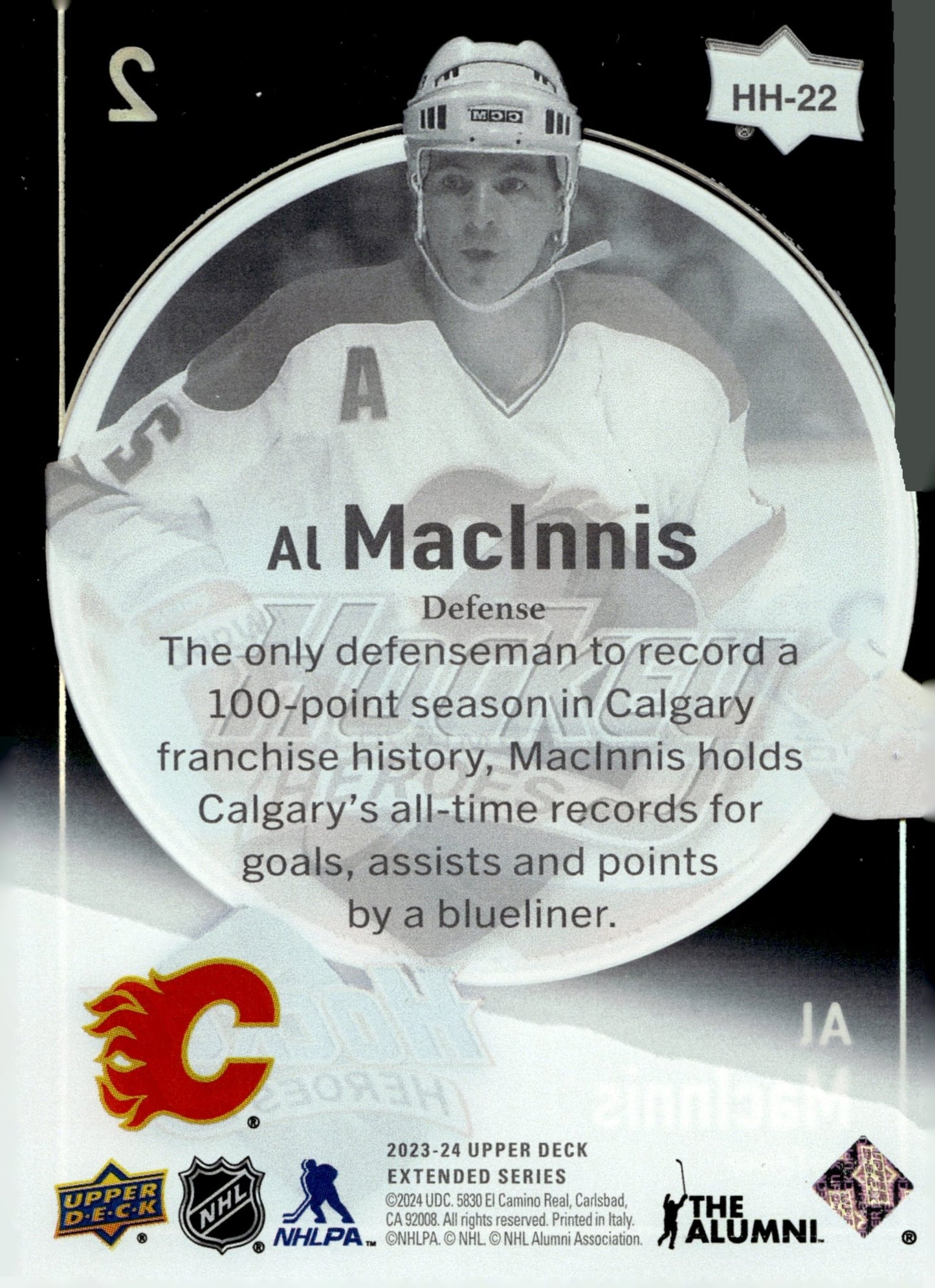 Al MacInnis 2023 - 24 Upper Deck Extended Series Hockey Heroes Clear Card #HH - 22 - Collector Store LLC