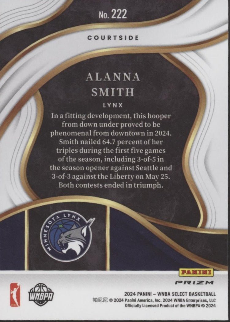 Alanna Smith 2024 Panini WNBA Select Tiger Wave Prizm #222 - Collector Store LLC