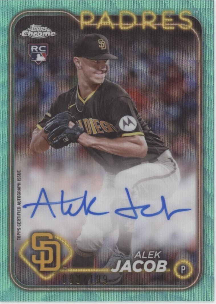 Alek Jacob 2024 Topps Chrome Aqua Wave Refractor RC Auto 080/199 #RA - AJ - Collector Store LLC