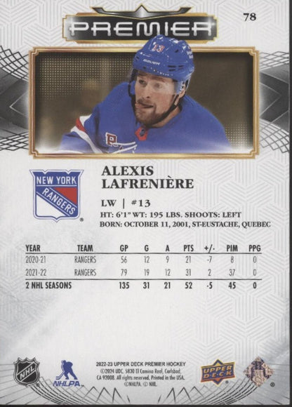 Alexis Lafreniere 2022 - 23 Upper Deck Premier 041/299 #78 - Collector Store LLC