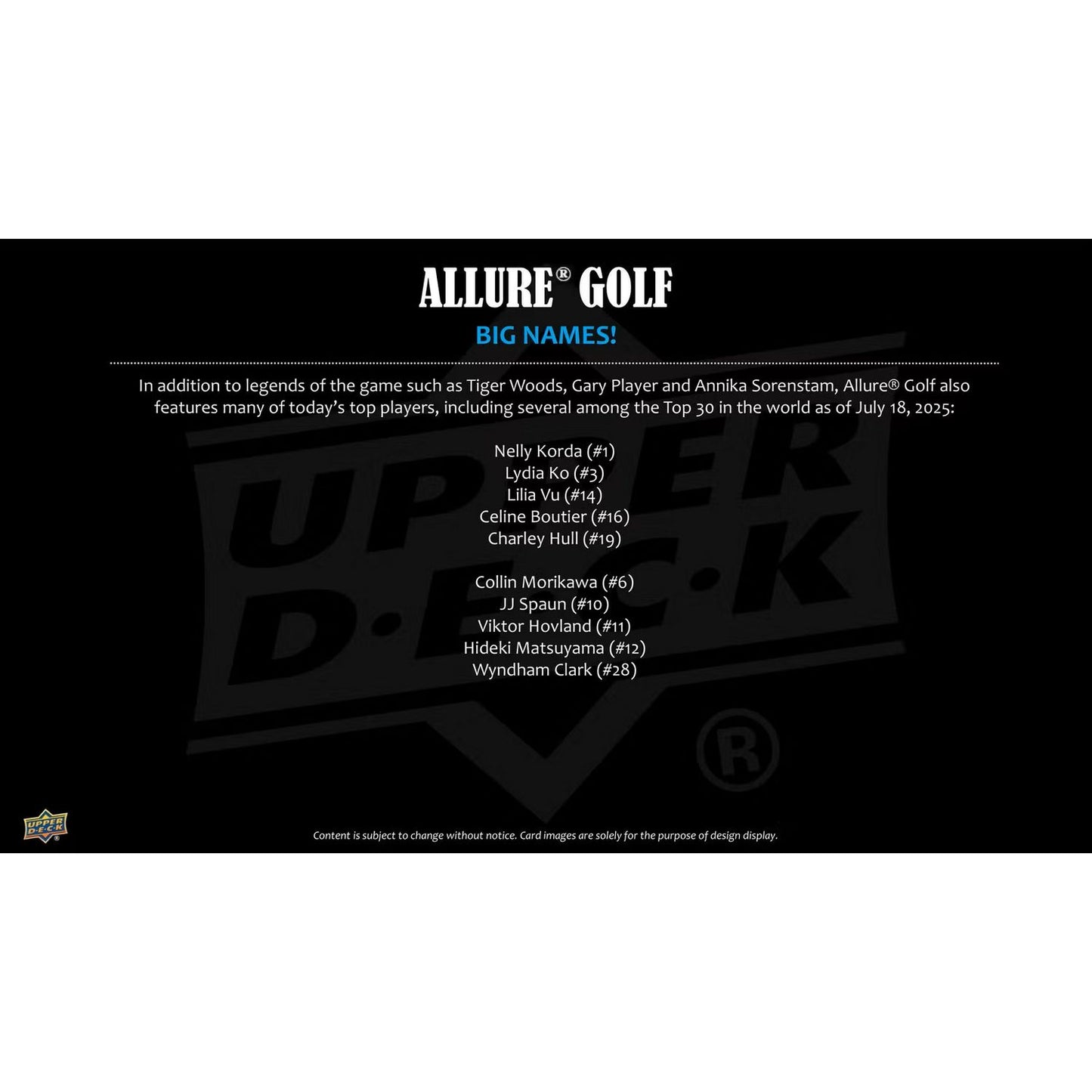 2026 Upper Deck Allure Golf Hobby Box *Contact Us To Order*