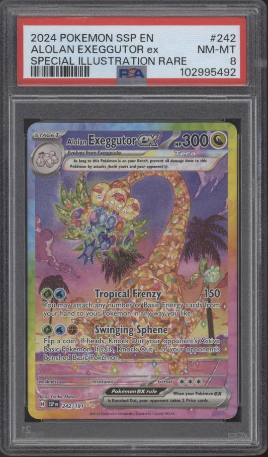 Alolan Exeggutor ex Pokemon Surging Sparks Special Illustration Rare 242 PSA 8 - Collector Store LLC