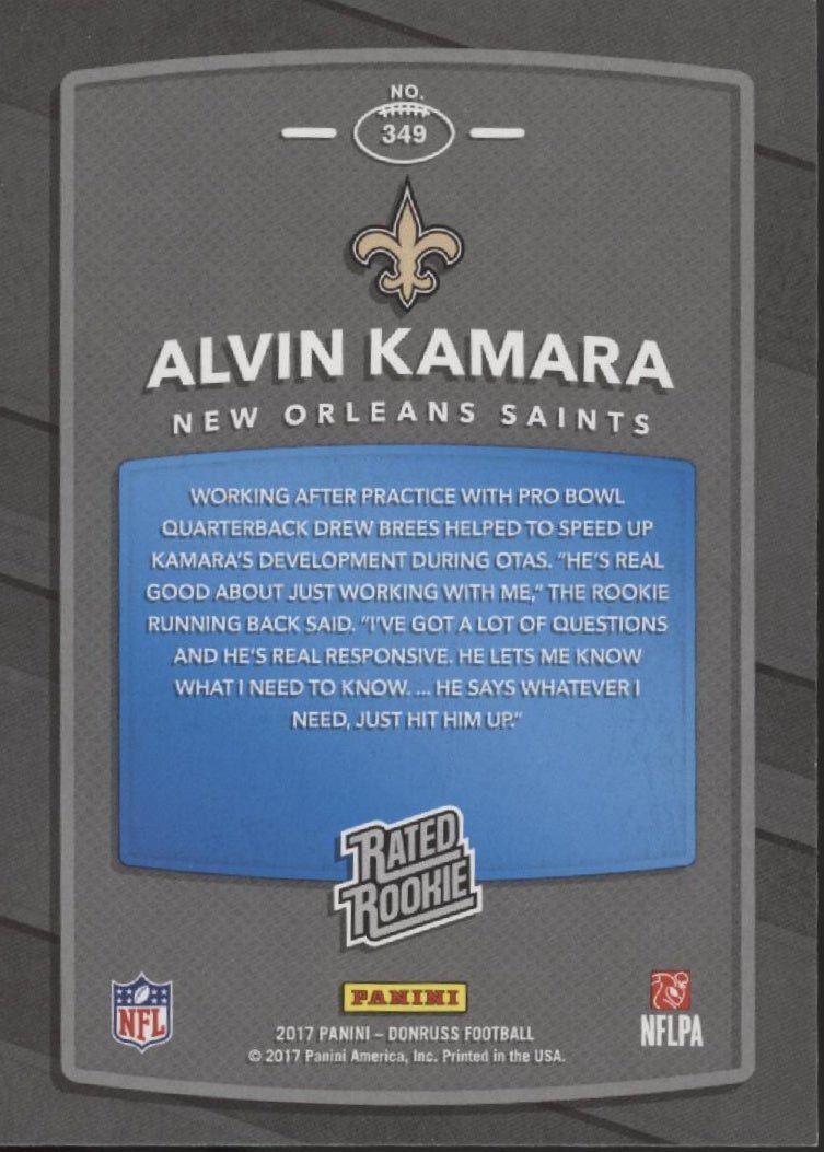 Alvin Kamara 2017 Panini Donruss Rated Rookie RC #349 #1 - Collector Store LLC