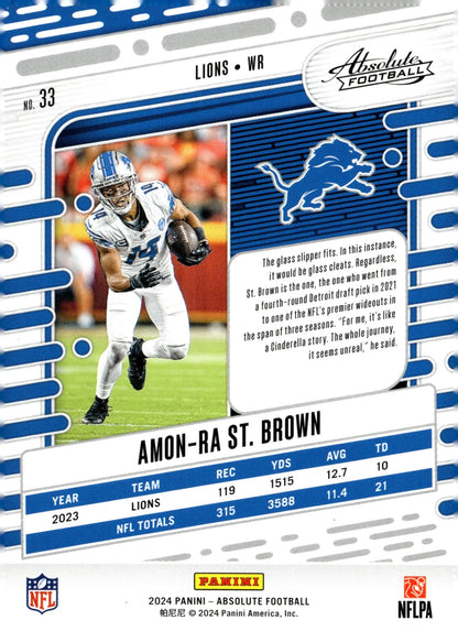 Amon - Ra St. Brown 2024 Panini Absolute #33 - Collector Store LLC