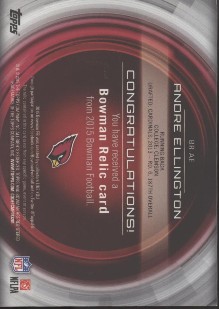 Andre Ellington 2015 Bowman Swatch #BR - AE - Collector Store LLC