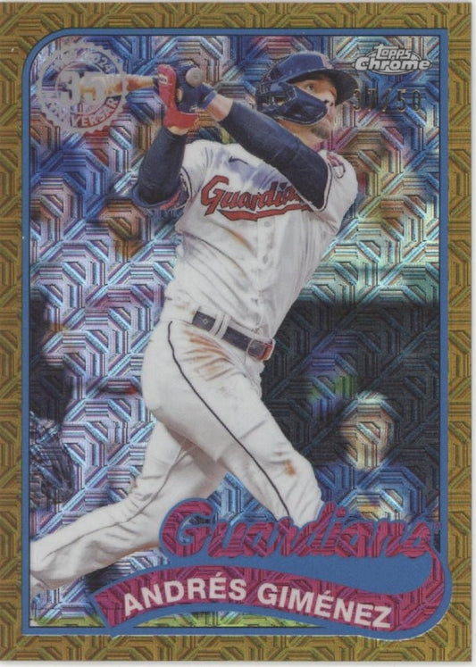 Andres Gimenez 2024 Topps Chrome 35th Anniversary Gold Mojo Refractor 37/50 - Collector Store LLC
