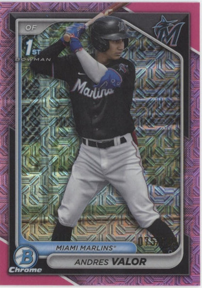 Andres Valor 2024 Bowman Chrome Fuchsia Mojo Refractor 075/199 #BCP - 196 - Collector Store LLC