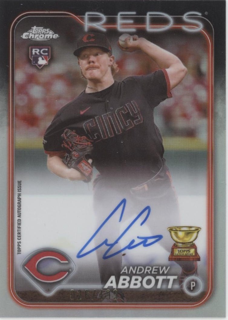 Andrew Abbott 2024 Topps Chrome Refractor RC Auto #RA - AA - Collector Store LLC