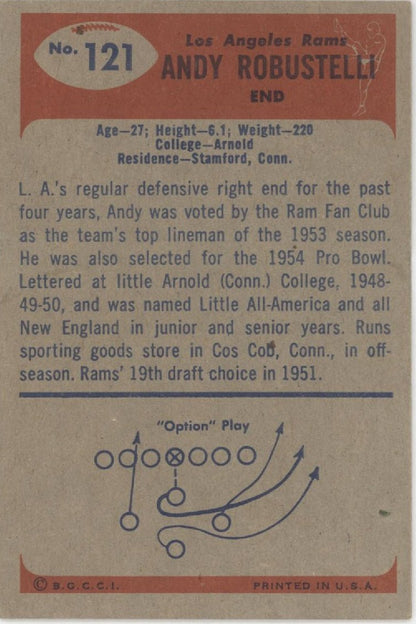 Andy Robustelli 1955 Topps #121 Los Angeles Rams VG - Collector Store LLC