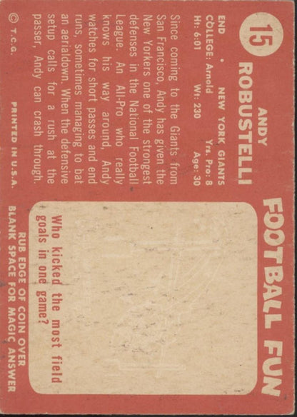 Andy Robustelli 1958 Topps #15 New York Giants EX - Collector Store LLC