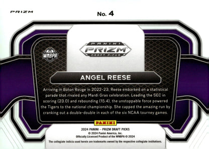 Angel Reese 2024 Panini {rizm Draft Picks Campus Legends Prizm RC #4 - Collector Store LLC